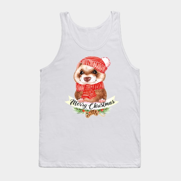 Merry Christmas Ferret Tank Top by CeeGunn